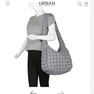 Urban Expressions Quilted Hobo Bag in grey Tamsin  - Quilted Puffer Hobo guc